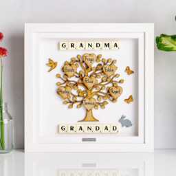 Grand Children Family Tree With Grandchildren's Names Mothers Day Gift Scrabble Tree Picture Frame Grandkids Present Mum Xmas Gift - thumbnail 2