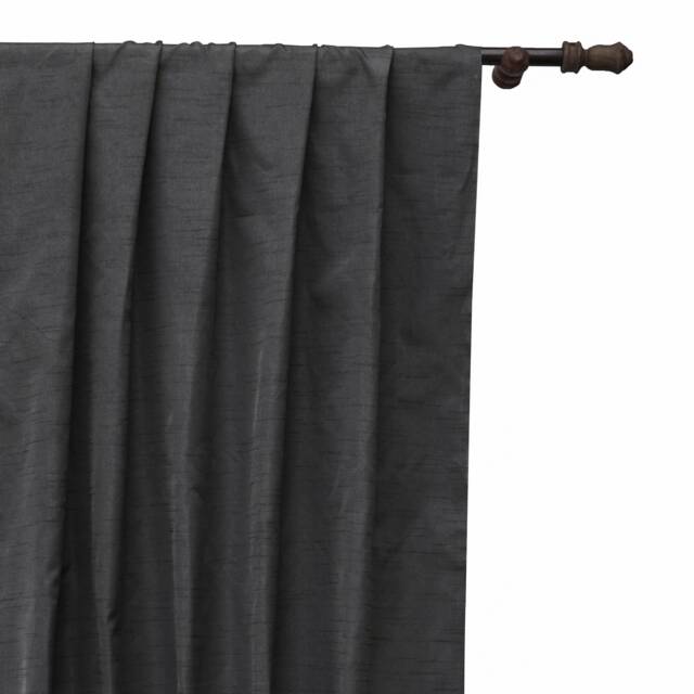 Charcoal Gray Art Silk Curtain Panels, Faux Curtains - Rod Pocket, Grommet, Box Pleat, Three Pinch Tab Top & Plain Ring Top - image 1