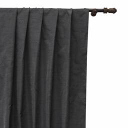Charcoal Gray Art Silk Curtain Panels, Faux Curtains - Rod Pocket, Grommet, Box Pleat, Three Pinch Tab Top & Plain Ring Top