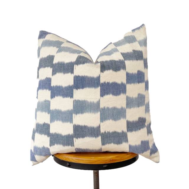 Light Indigo Blue & Natural Pillow Cover - image 1