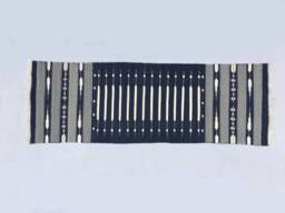 Hand Woven Cotton Rug Dark Royal Blue & White, 2x6 Ft