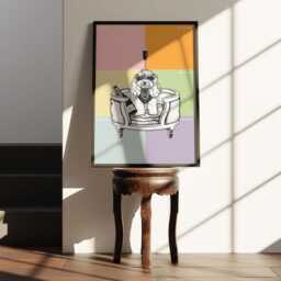 Miniature Poodle Wall Art - Drawing, Dog Lovers Gift, Mini Print, & Champagne Wall Art, Customisable Colour - thumbnail 2