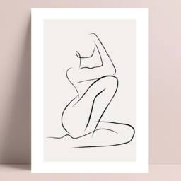 Set Of 2 Prints, Woman Line Drawing, Single Art, Female Art Print, Body Abstract Drawing Feminine Poster - thumbnail 3