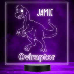 Kids Dinosaur Fan Oviraptor Colour Change Led Personalised Gift Night Light - thumbnail 1