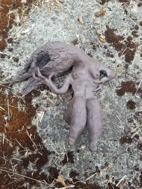 Skeletal Bird Lady - One Of A Kind, Ceramic Sculpture - image 1
