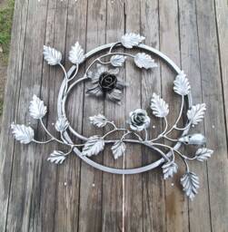 Steel Wall Art Sculpture Rose Rosette , Ground Steel, Metalworking, Large Heavy Rosette, Steel Decoration, Metal Entry Gate, , Craft Work - thumbnail 1