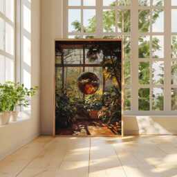 1970's Interior Disco Ball Greenhouse Art Print, Tropical Decor, 70S Style Aesthetic, Retro Funky Houseplant Poster - thumbnail 2
