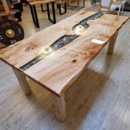 "Sea Table, Dining Living Room Epoxy Resin River Table Made Of Linden Wood ""To Order" - thumbnail 3