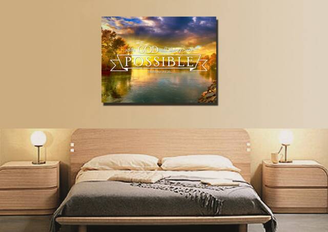 Matthew 1926 With God All Things Are Possible Bible Verse Canvas Wall Art Scripture Home Decor Religious Framed Painting Gifts - image 1