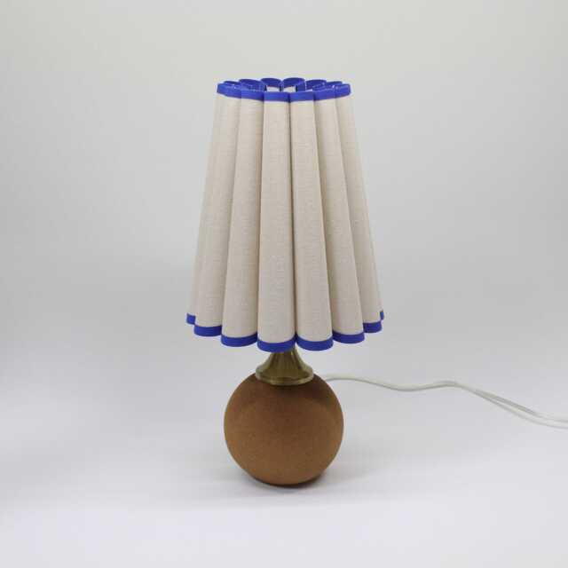 Handmade Oatmeal Fabric Lamp With Red Brick Ceramic Base - image 1