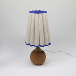 Handmade Oatmeal Fabric Lamp With Red Brick Ceramic Base
