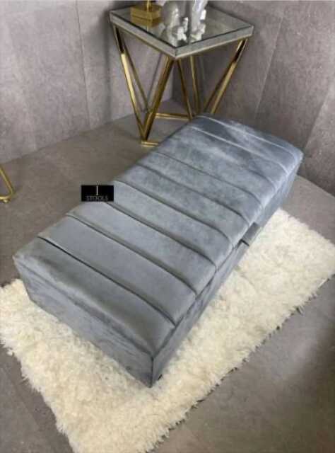 Dark Grey Velvet Storage Bench - Chesterfield Ottoman Footstool Coffee Table - image 1