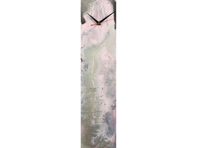 Black & Pink Clock For Wall Modern Home Decor Kitchen, Decorative Art On Glass, Uk, Resin - image 1