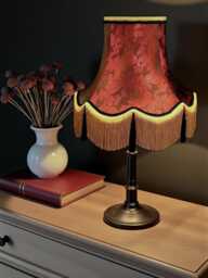 Burgundy Red Paisley Fabric Lampshade Handmade in The UK For Table & Floor Standard Lamp Shades, Ceiling Lights, Clip On Wall Lights - thumbnail 1