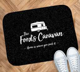 Personalised Caravan Mat B&w Door Mat 44cm X 32cm - Indoor Camping Accessories - thumbnail 1