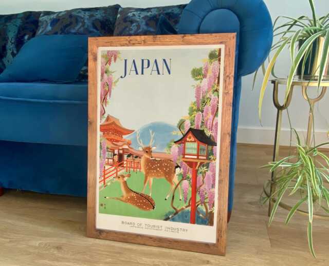 Japanese Deer Poster Vintage Japan Tourism Print - image 1