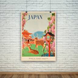 Japanese Deer Poster Vintage Japan Tourism Print - thumbnail 2