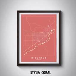 Billings Montana Map Print Vintage Style Office Wall Art - thumbnail 3