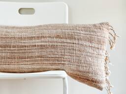 "Handwoven Lumbar Pillow Cover Vintage Karen Batik, Boho Farmhouse Decor - 14"" X 36" - thumbnail 1