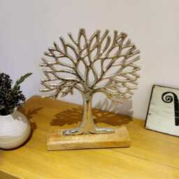Metal Tree Of Life Ornament On Wooden Base - The Home & Hearts Shop Rustic Shabby Gift Wedding Christmas Decorative Decor - thumbnail 3