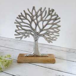 Metal Tree Of Life Ornament On Wooden Base - The Home & Hearts Shop Rustic Shabby Gift Wedding Christmas Decorative Decor - thumbnail 2