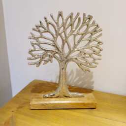 Metal Tree Of Life Ornament On Wooden Base - The Home & Hearts Shop Rustic Shabby Gift Wedding Christmas Decorative Decor - thumbnail 1