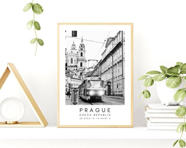 Prague City Print Minimalist Czech Travel Poster - image 1