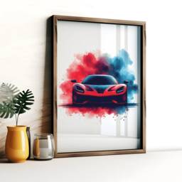 Car Poster Set - Red & Blue 3 Prints - Watercolour Painting Boys Room Decor Bedroom Wall Art Gifts Supercar Artwork Print - thumbnail 3