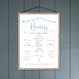Personalised Nursery Print - Birth Details Gift Keepsake New Baby Neutral On The Day You Were Born - thumbnail 3
