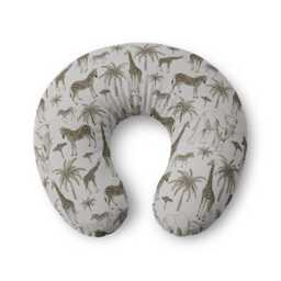 Safari Animals Nursing Pillow Cover - Neutral Giraffe Zebra Palm Print - thumbnail 1