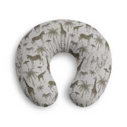 Safari Animals Nursing Pillow Cover - Neutral Giraffe Zebra Palm Print - thumbnail 2