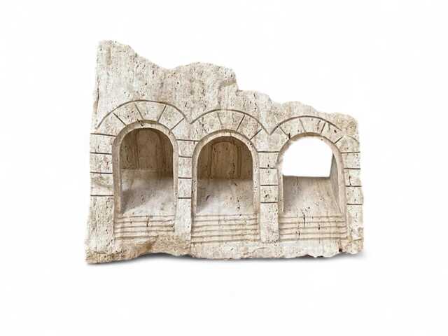 Hadrian's Gate Sculpture - Handmade Travertine Marble Stone Rustic Art Object, Roman Arch Replica For Desk, Shelf, Entryway Or Garden D??cor - image 1