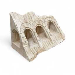 Hadrian's Gate Sculpture - Handmade Travertine Marble Stone Rustic Art Object, Roman Arch Replica For Desk, Shelf, Entryway Or Garden D??cor - thumbnail 2