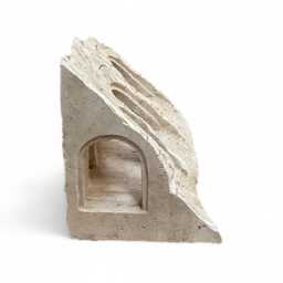 Hadrian's Gate Sculpture - Handmade Travertine Marble Stone Rustic Art Object, Roman Arch Replica For Desk, Shelf, Entryway Or Garden D??cor - thumbnail 3