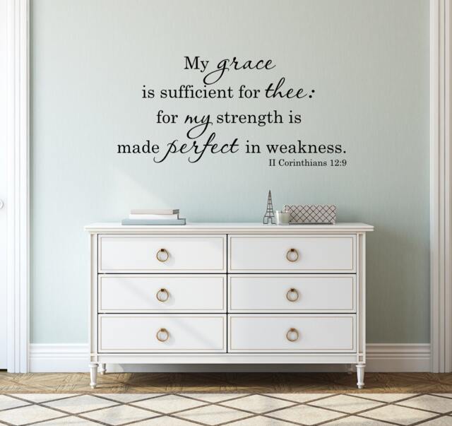 My Grace Is Sufficient For Thee Wall Decal, 2 Corinthians 129 Kjv Vinyl Lettering Scripture, Religious Decor - image 1
