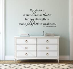 My Grace Is Sufficient For Thee Wall Decal, 2 Corinthians 129 Kjv Vinyl Lettering Scripture, Religious Decor - thumbnail 1