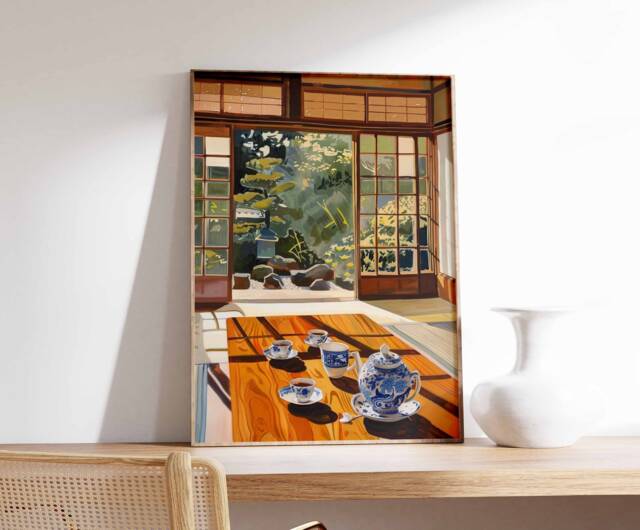 Traditional Japanese Tea House Poster, Art Print, Food Asian Decor, Art, Oriental Print - image 1