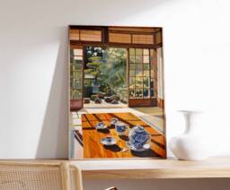 Traditional Japanese Tea House Poster, Art Print, Food Asian Decor, Art, Oriental Print - thumbnail 1