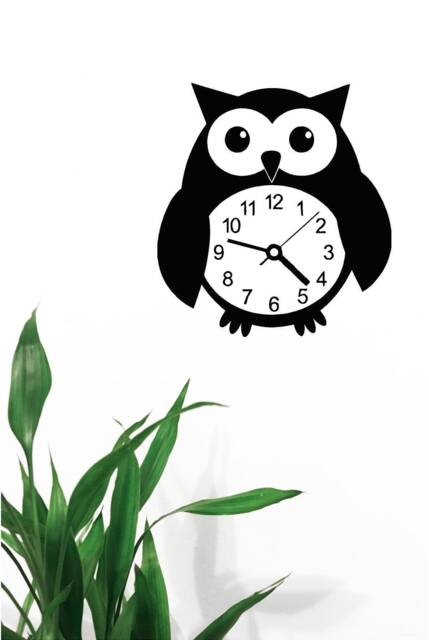Owl Clock - 0720 Vinyl Wall Art, Decal, Sticker, Transfer, Mural, Decor, Rent Friendly, Interior, Exterior, Full Removable - image 1