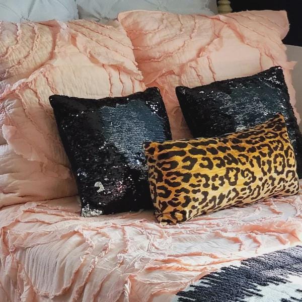 Braemore Jamil Velvet Cheetah Animal Print Pillow Cover Black & Tan Lumbar Leopard 12x18 12x20 12x24 12x26 - image 1