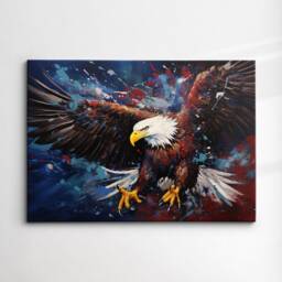 Bald Eagle Bird America Abstract Modern Painting Splatter Wall Art, Framed Canvas Poster Print, Home Kitchen Office Room Decor, Gifts - thumbnail 3