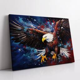 Bald Eagle Bird America Abstract Modern Painting Splatter Wall Art, Framed Canvas Poster Print, Home Kitchen Office Room Decor, Gifts - thumbnail 2