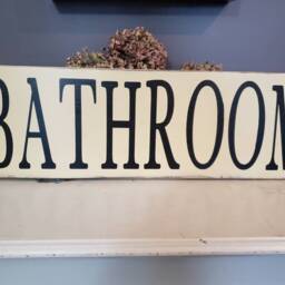 Bathroom Sign Distressed Wood Rustic Primitive Farmhouse Decor Wall Hanging Decoration Word Art - thumbnail 4