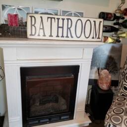 Bathroom Sign Distressed Wood Rustic Primitive Farmhouse Decor Wall Hanging Decoration Word Art - thumbnail 2