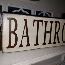 Bathroom Sign Distressed Wood Rustic Primitive Farmhouse Decor Wall Hanging Decoration Word Art - thumbnail 3