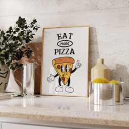 Eat More Pizza Print - Wall Kitchen Prints Art Retro Pizza Print Food Gift For Him - thumbnail 3