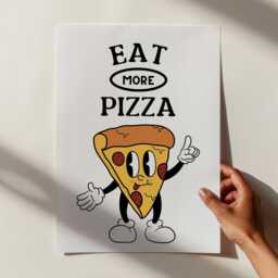 Eat More Pizza Print - Wall Kitchen Prints Art Retro Pizza Print Food Gift For Him - thumbnail 2