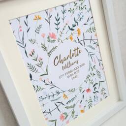New Baby Birth Print, Parents Gift For Baby, Floral Wall Frame, Frame, New Parents, Baby - thumbnail 2