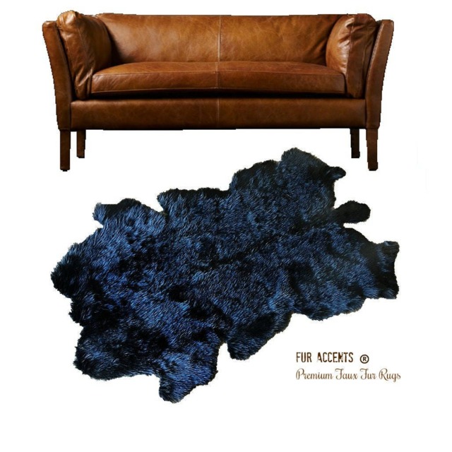 Faux Buffalo Hide Rug - Plush Animal Pelt Shape, Usa Made - image 1