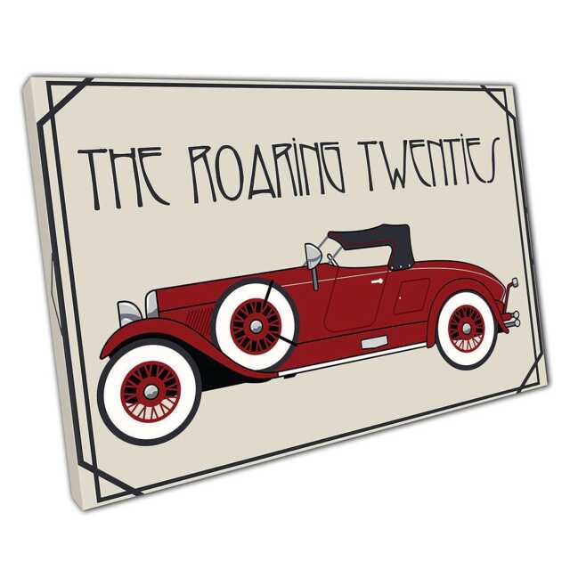 Art Deco 1920S Red Car Digital Illustration Canvas Wall For Home Office Decor - image 1
